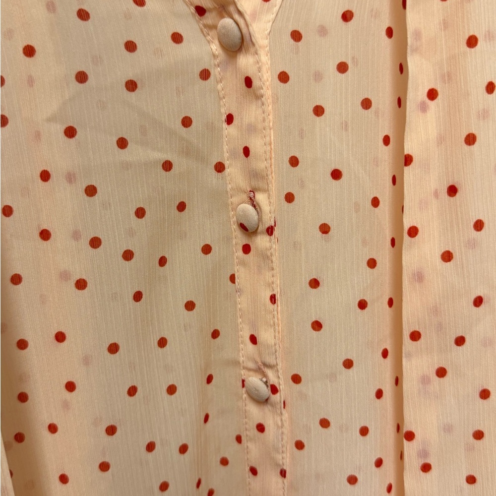 torrid Pink Polka Dot Tie-Neck Blouse with Red Dots - Picture 10 of 14